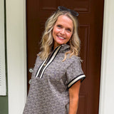Poppy Black Tonal Monogram Pullover Top Emily Mccarthy