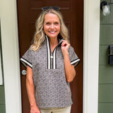Poppy Black Tonal Monogram Pullover Top Emily Mccarthy