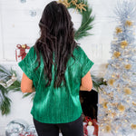 Poppy Jolly Green Crinkle Rayon Pullover Top Emily McCarthy