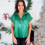 Poppy Jolly Green Crinkle Rayon Pullover Top Emily McCarthy