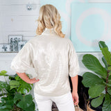 Poppy Platinum Metallic Linen Top Emily McCarthy