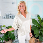 Poppy Platinum Metallic Linen Top Emily McCarthy