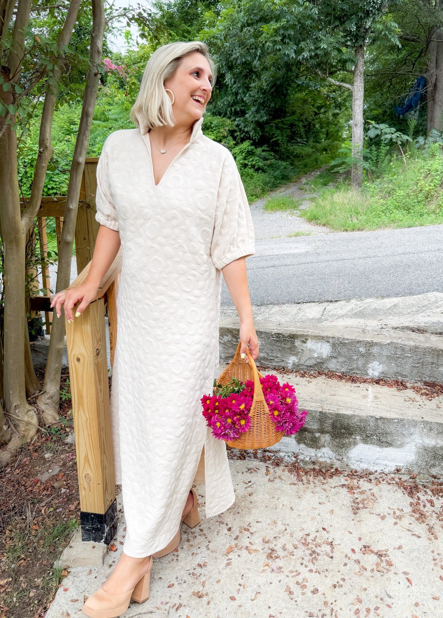 Poppy Sandstone Cheetah Quilted Jacquard Maxi Dress Emily McCarthy