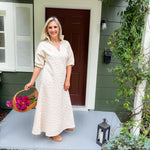 Poppy Sandstone Cheetah Quilted Jacquard Maxi Dress Emily McCarthy