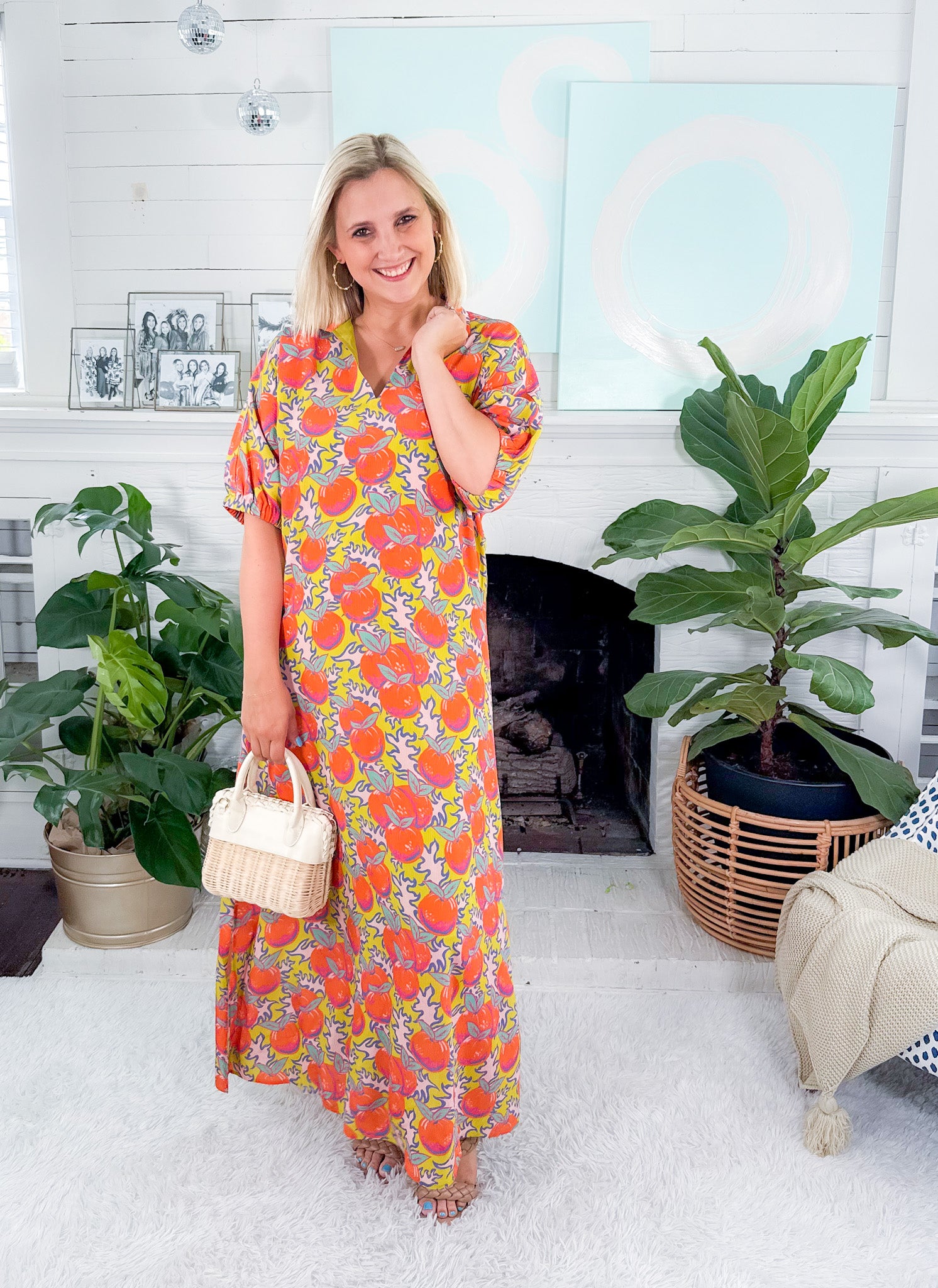 Poppy Silk Citrus Grove Maxi Dress Emily Mccarthy