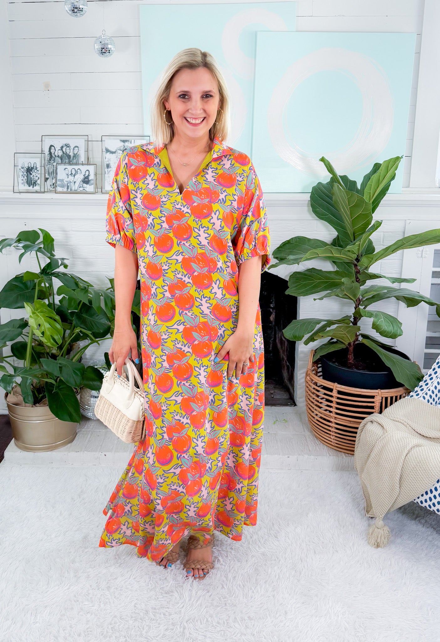 Poppy Silk Citrus Grove Maxi Dress Emily Mccarthy