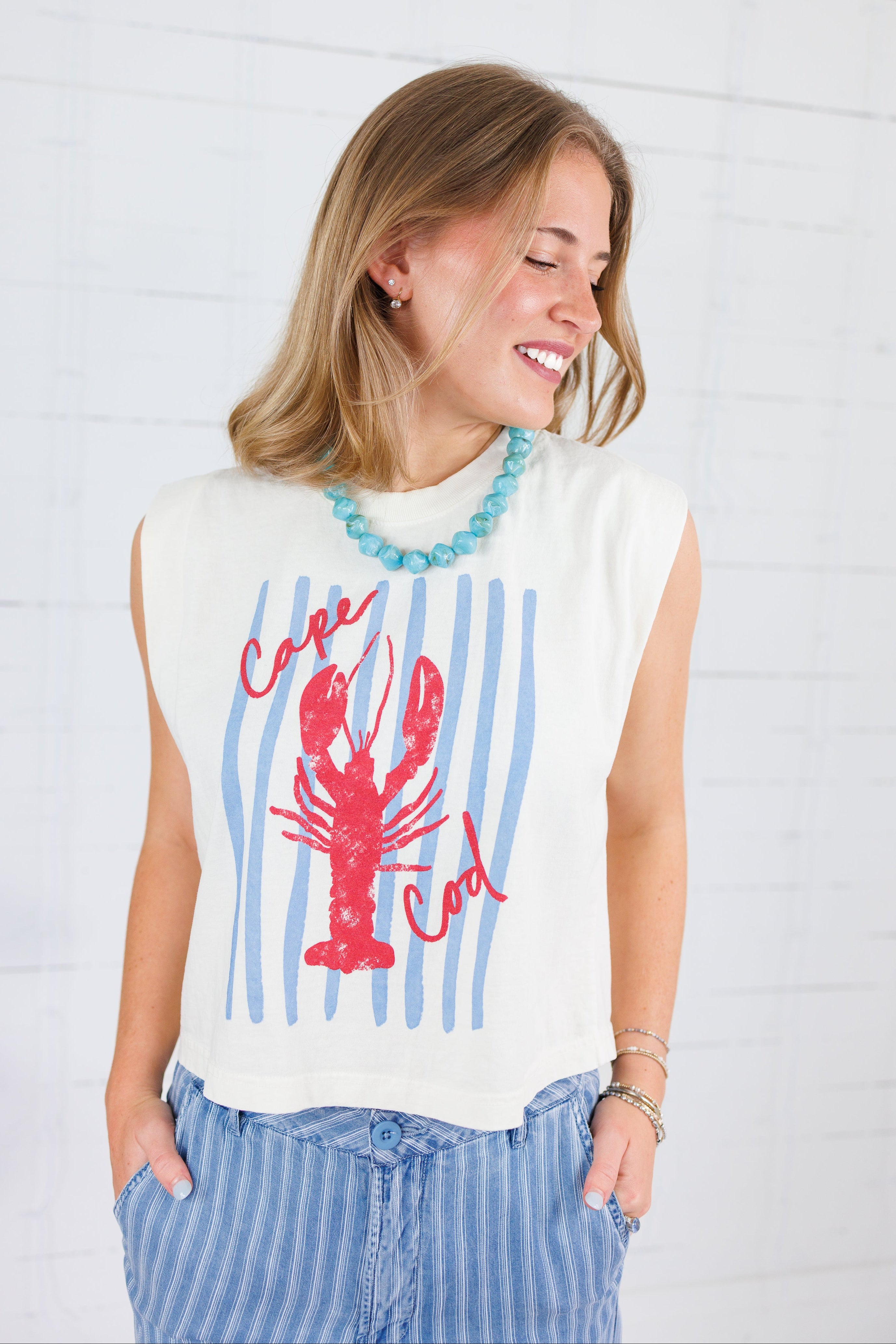 Poppy & Pine Ivory Cape Cod Lobster Sleeveless Tee Poppy & Pine