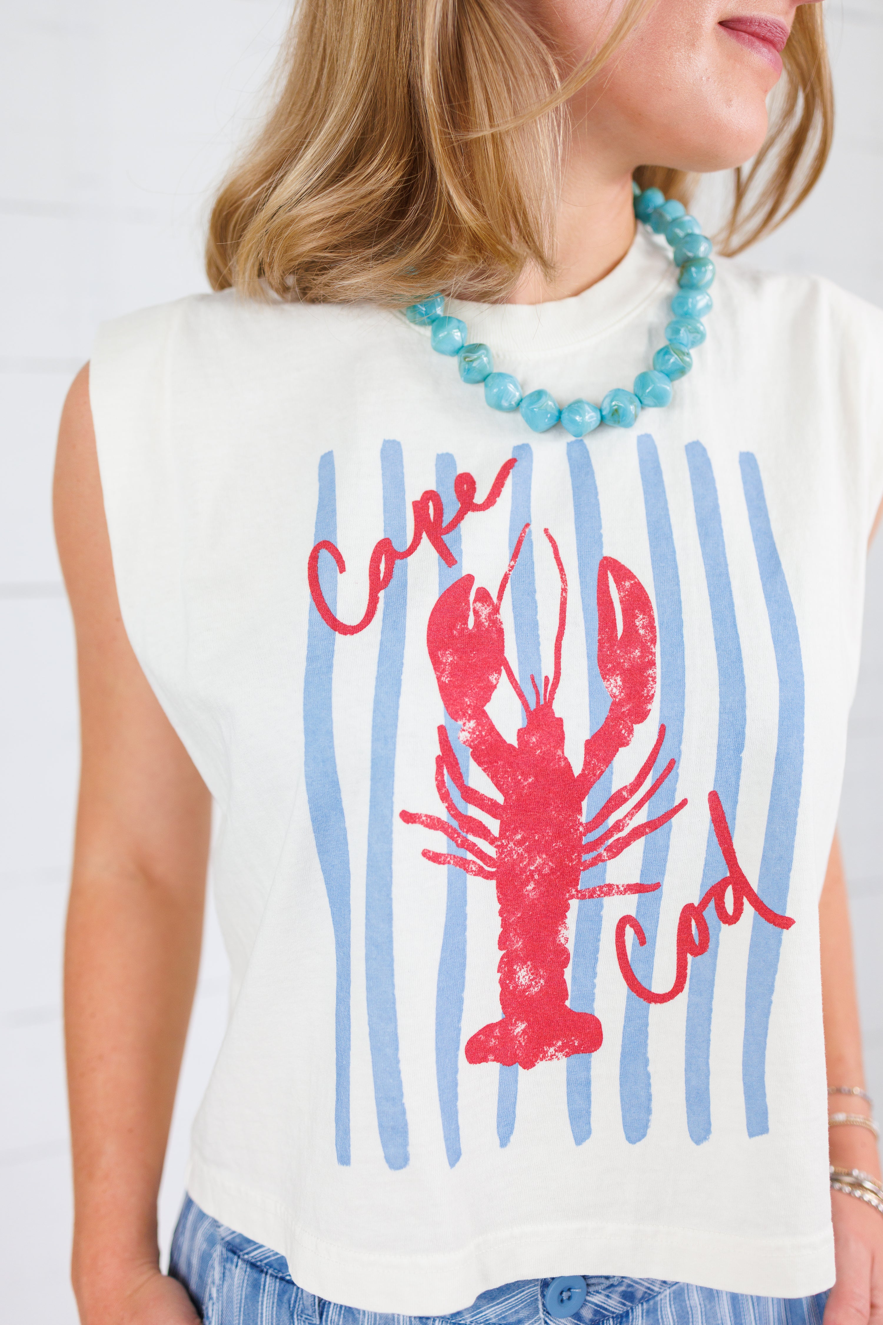 Poppy & Pine Ivory Cape Cod Lobster Sleeveless Tee Poppy & Pine