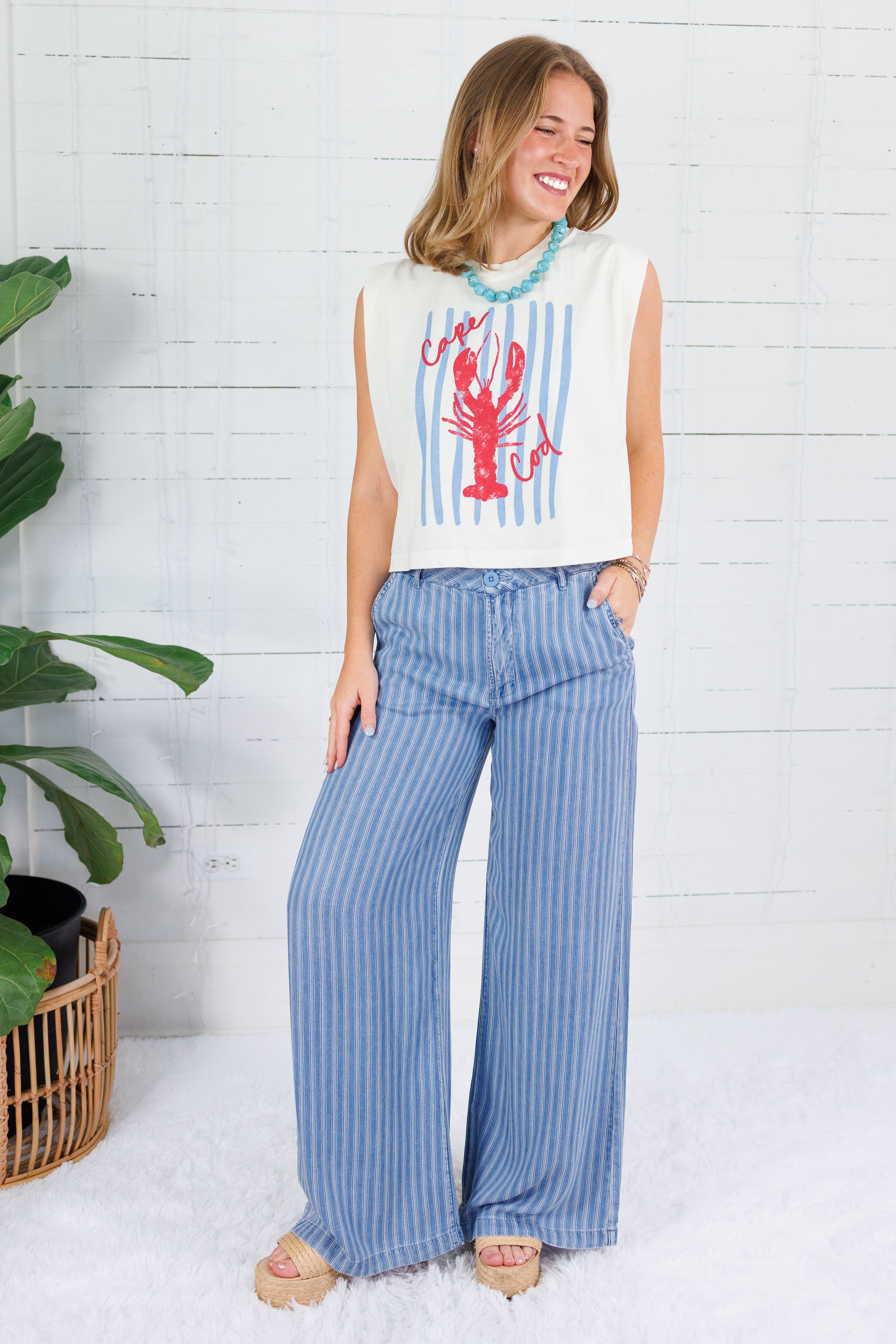 Poppy & Pine Ivory Cape Cod Lobster Sleeveless Tee Poppy & Pine