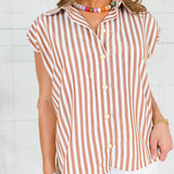 Porter Cocoa Stripe Bubble Sleeve Top