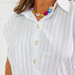 Porter White Stripe Bubble Sleeve Top