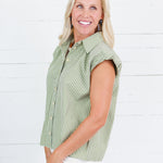 Porter Olive Gingham Bubble Sleeve Top Karlie
