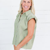 Porter Olive Gingham Bubble Sleeve Top Karlie