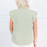 Porter Olive Gingham Bubble Sleeve Top Karlie