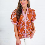 Porter Rust + Pink Trimmed Top Entro