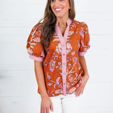 Porter Rust + Pink Trimmed Top Entro