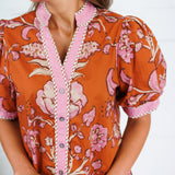 Porter Rust + Pink Trimmed Top Entro