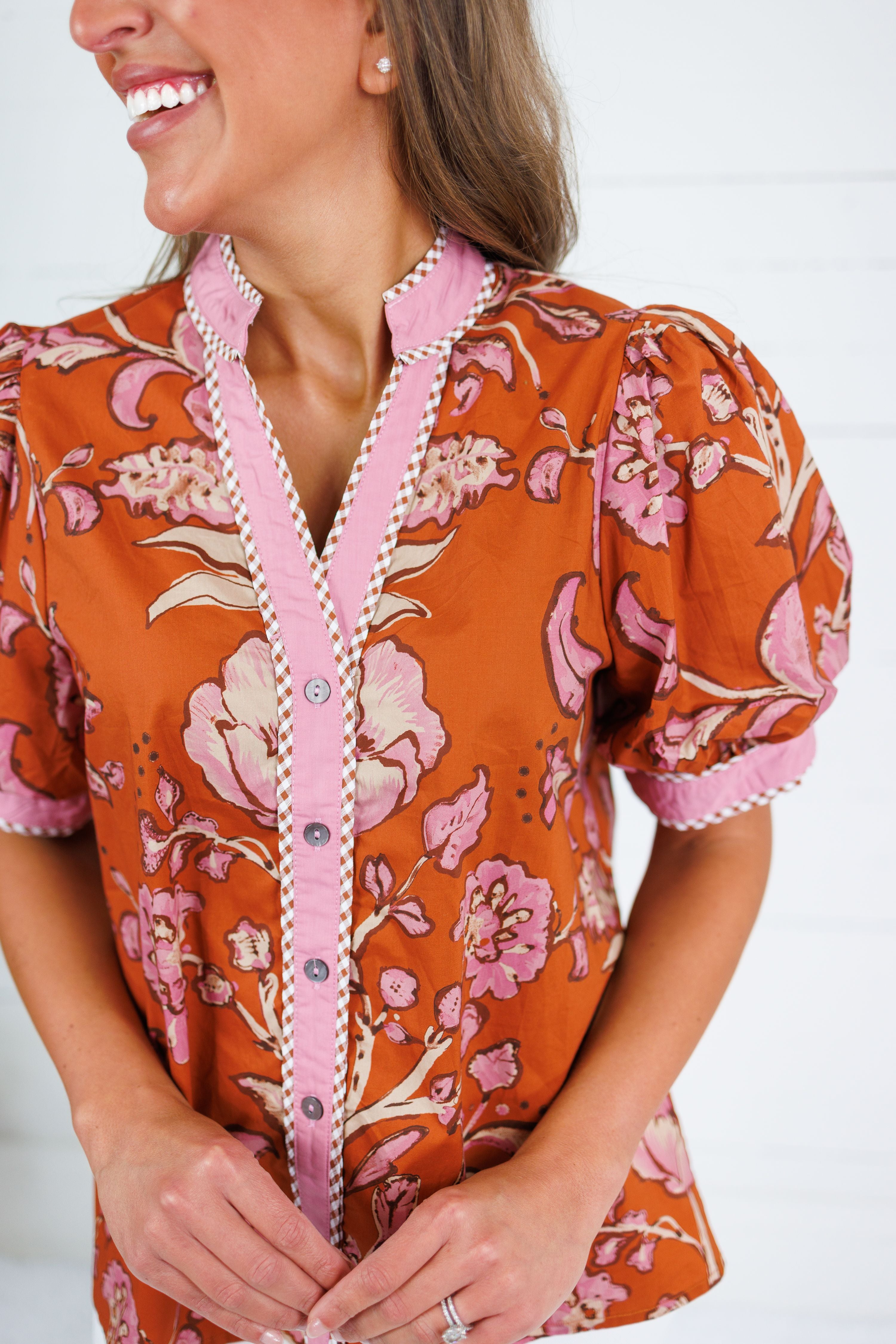 Porter Rust + Pink Trimmed Top Entro
