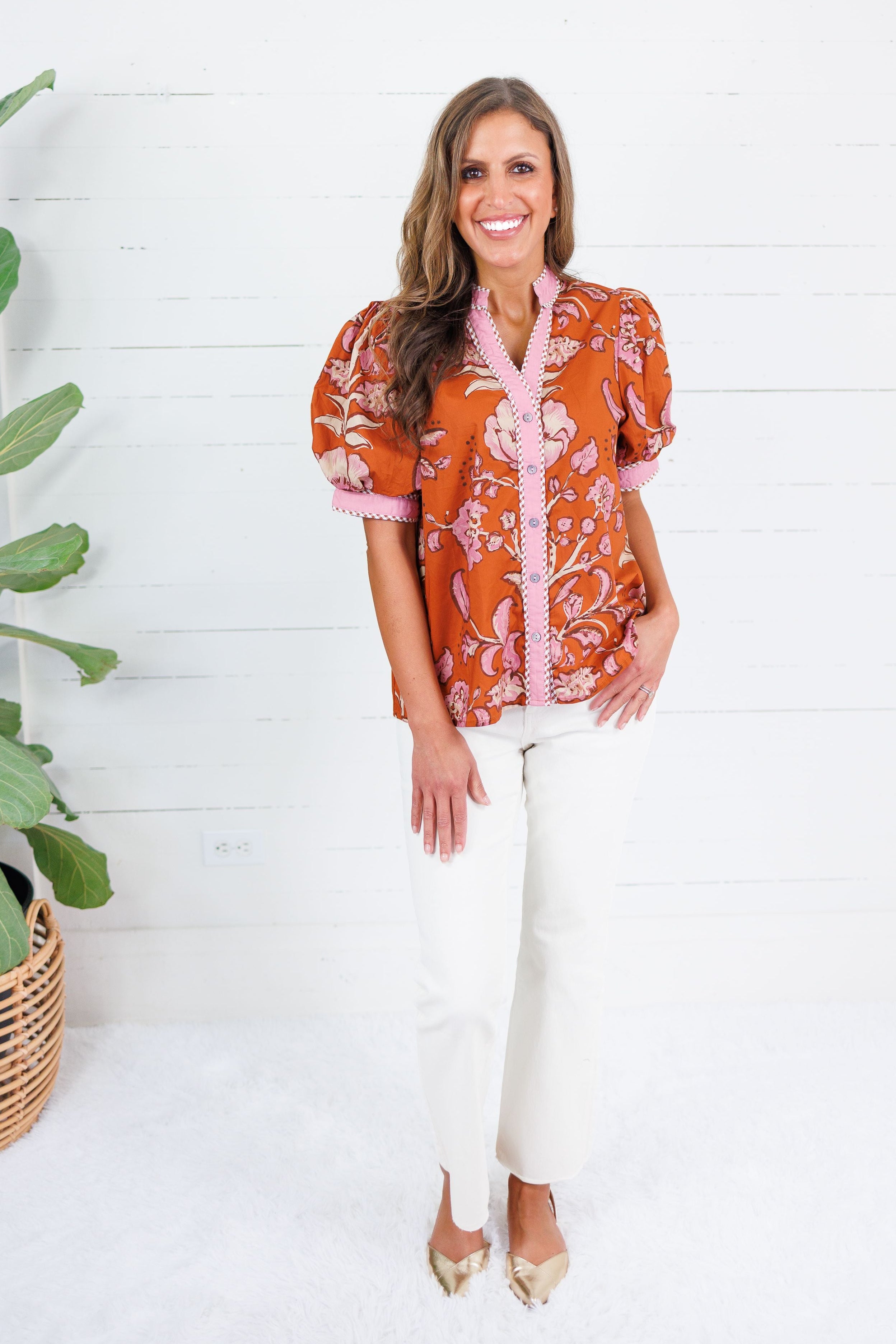 Porter Rust + Pink Trimmed Top Entro