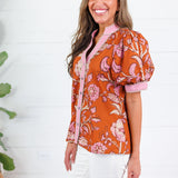 Porter Rust + Pink Trimmed Top Entro