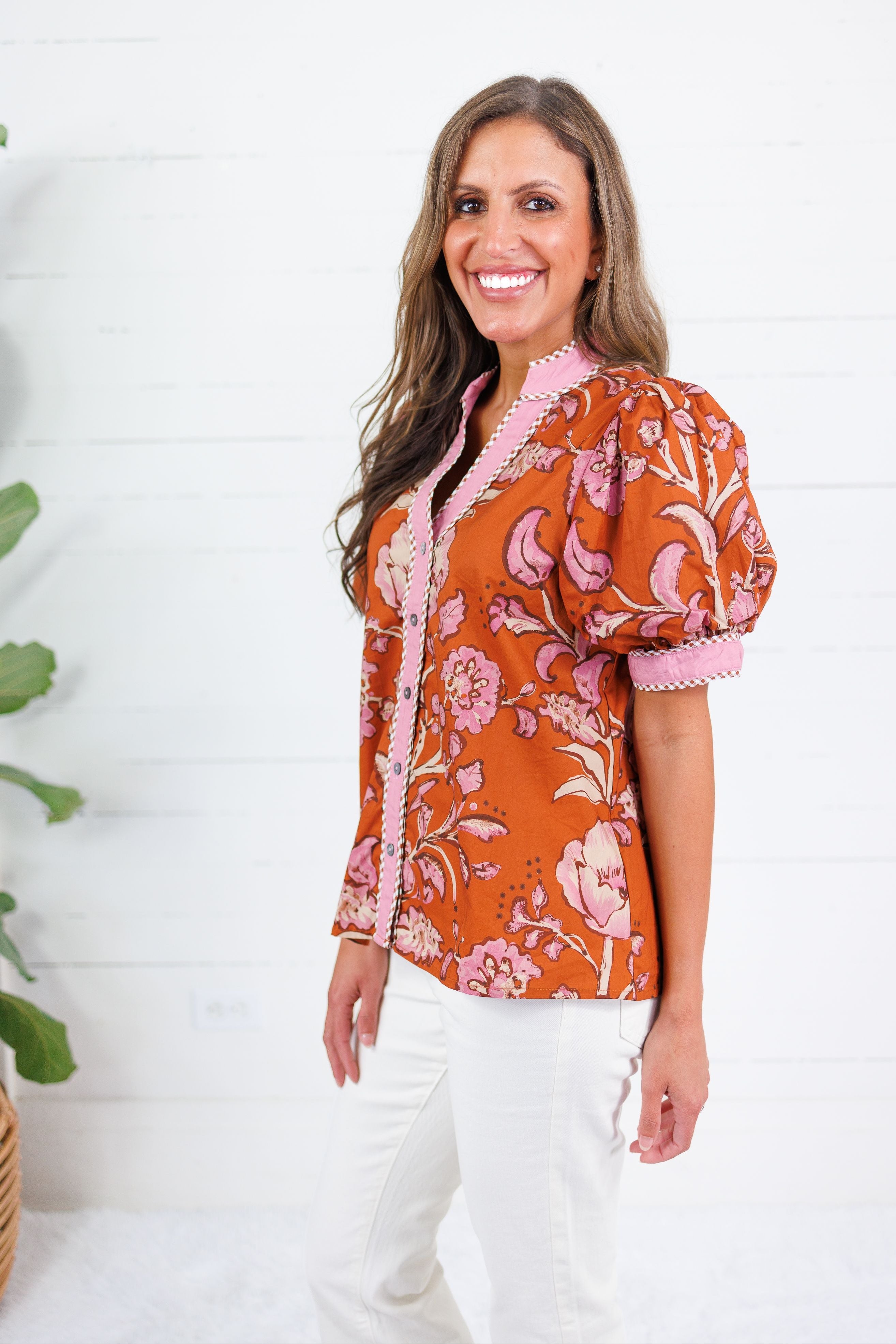 Porter Rust + Pink Trimmed Top Entro
