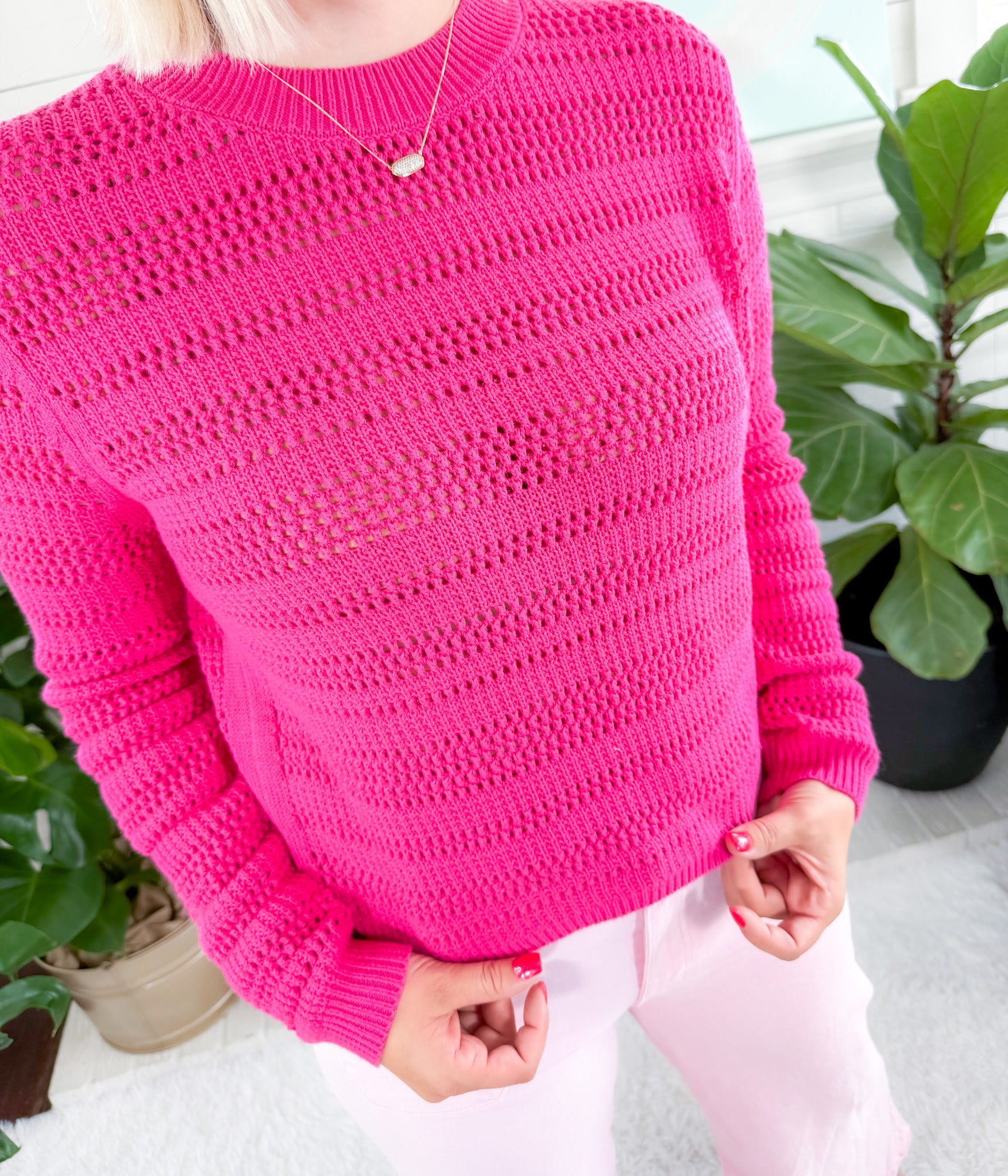 Portia Fuschia Crop Sweater KUT