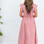 Potter Camel + Pink Striped Maxi Dress Entro