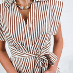 Potter Chocolate + White Striped Maxi Dress Entro