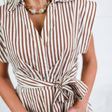 Potter Chocolate + White Striped Maxi Dress Entro