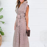 Potter Chocolate + White Striped Maxi Dress Entro