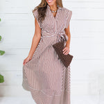 Potter Chocolate + White Striped Maxi Dress Entro