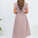 Potter Chocolate + White Striped Maxi Dress Entro