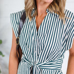 Potter Hunter Green + White Striped Maxi Dress Entro