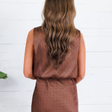 Pratt Mocha Mock Neck Polka Dot Top Glam