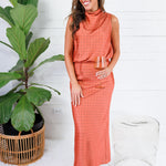 Pratt Rust Mock Neck Polka Dot Top Glam