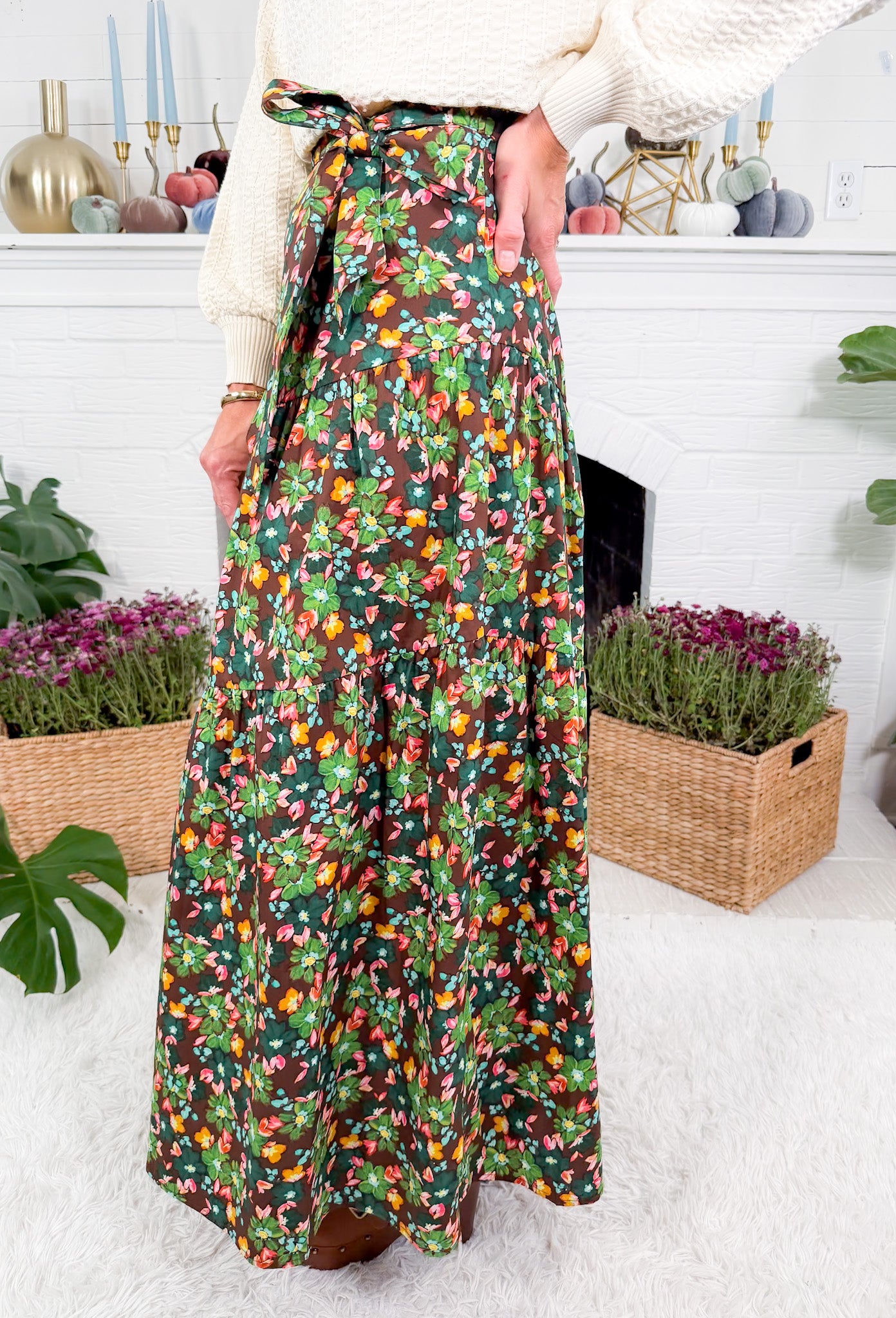 Priscillia Forest Floral Maxi Skirt Karlie
