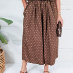 Pruett Brown Polka Dot A-Line Skirt Glam