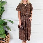 Pruett Brown Polka Dot A-Line Skirt Glam
