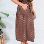 Pruett Brown Polka Dot A-Line Skirt Glam