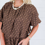 Pruett Brown Polka Dot A-Line Skirt Glam
