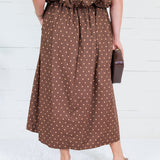 Pruett Brown Polka Dot A-Line Skirt Glam