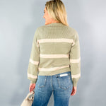 Qualls Olive + Oatmeal Stripe Sweater