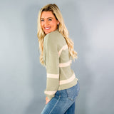 Qualls Olive + Oatmeal Stripe Sweater