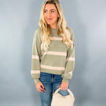 Qualls Olive + Oatmeal Stripe Sweater