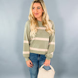 Qualls Olive + Oatmeal Stripe Sweater