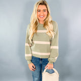 Qualls Olive + Oatmeal Stripe Sweater