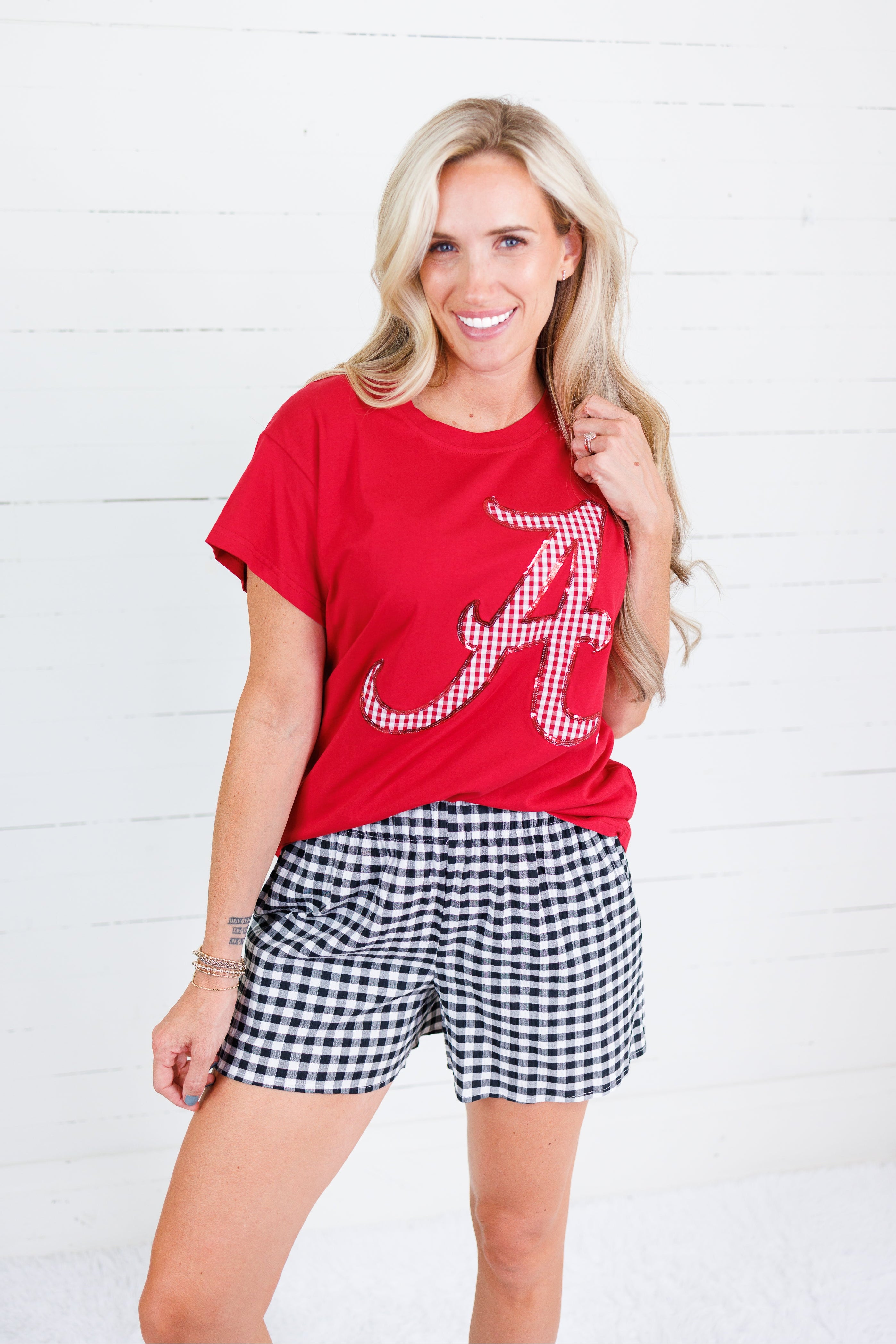Queen of Sparkles Bama Gingham A Tee