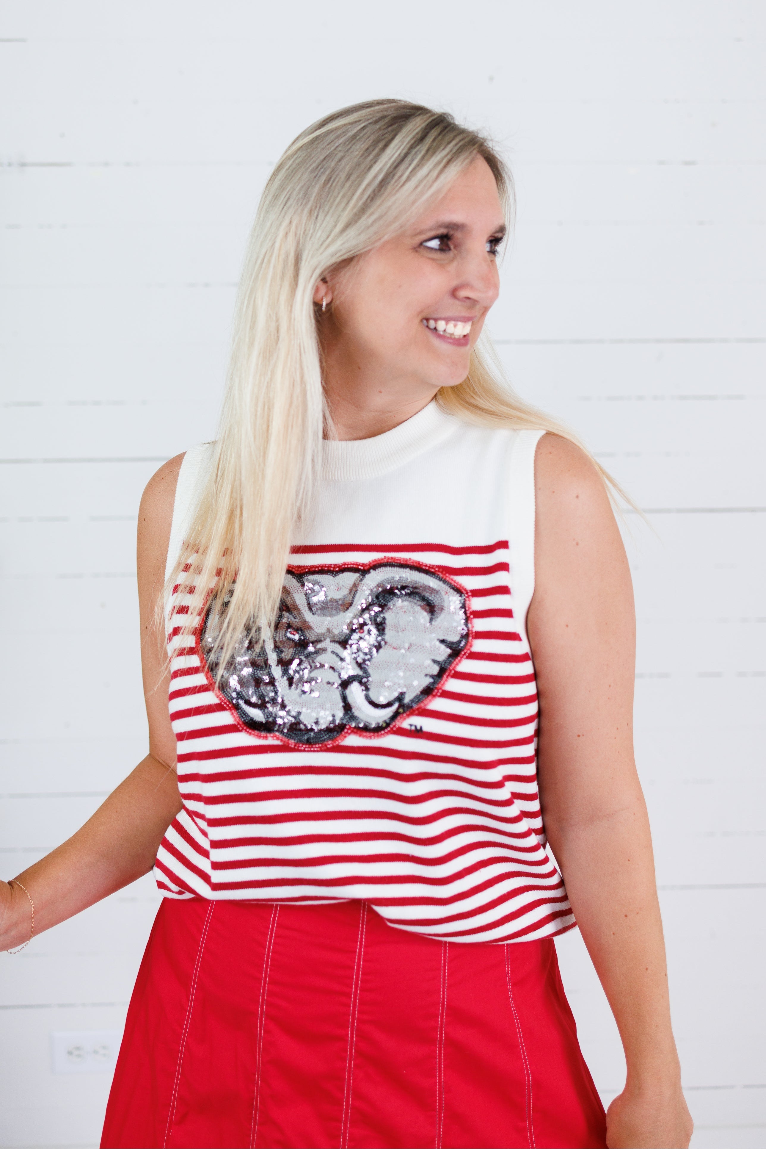 Queen of Sparkles Bama Striped Sweater Tank
