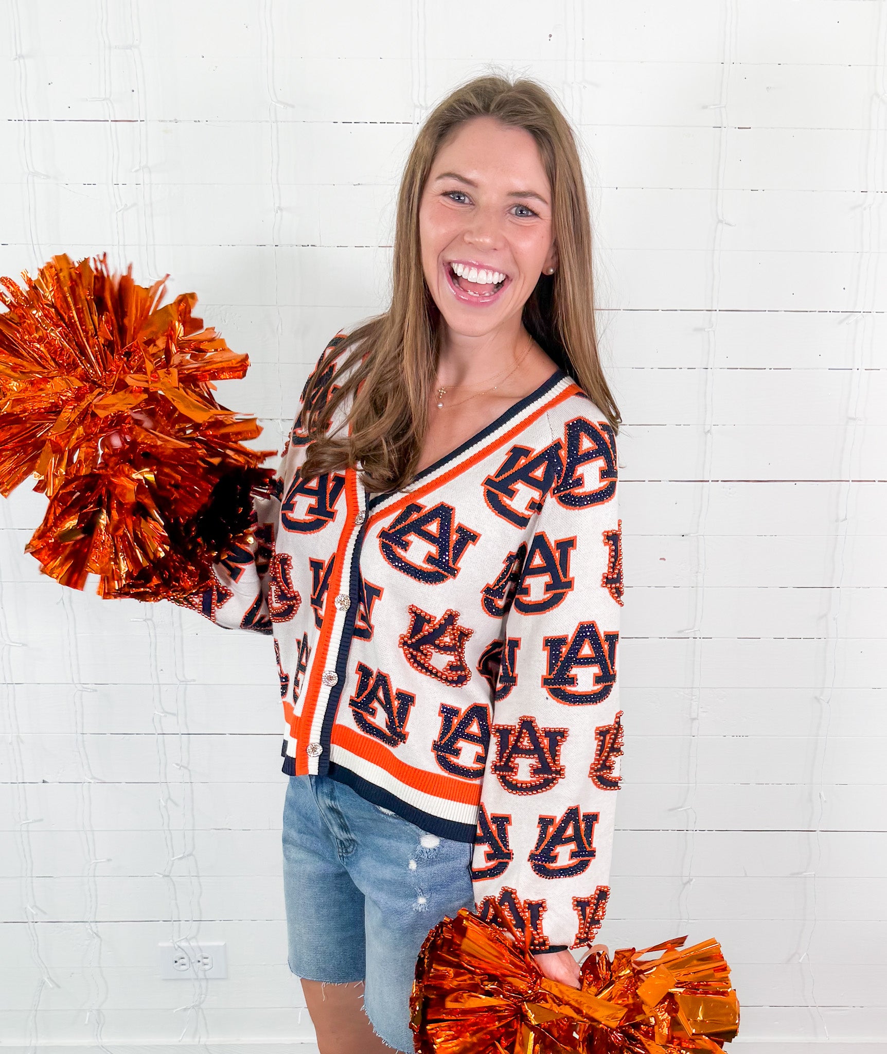Queen of Sparkles Auburn AU Rhinestone Cardigan