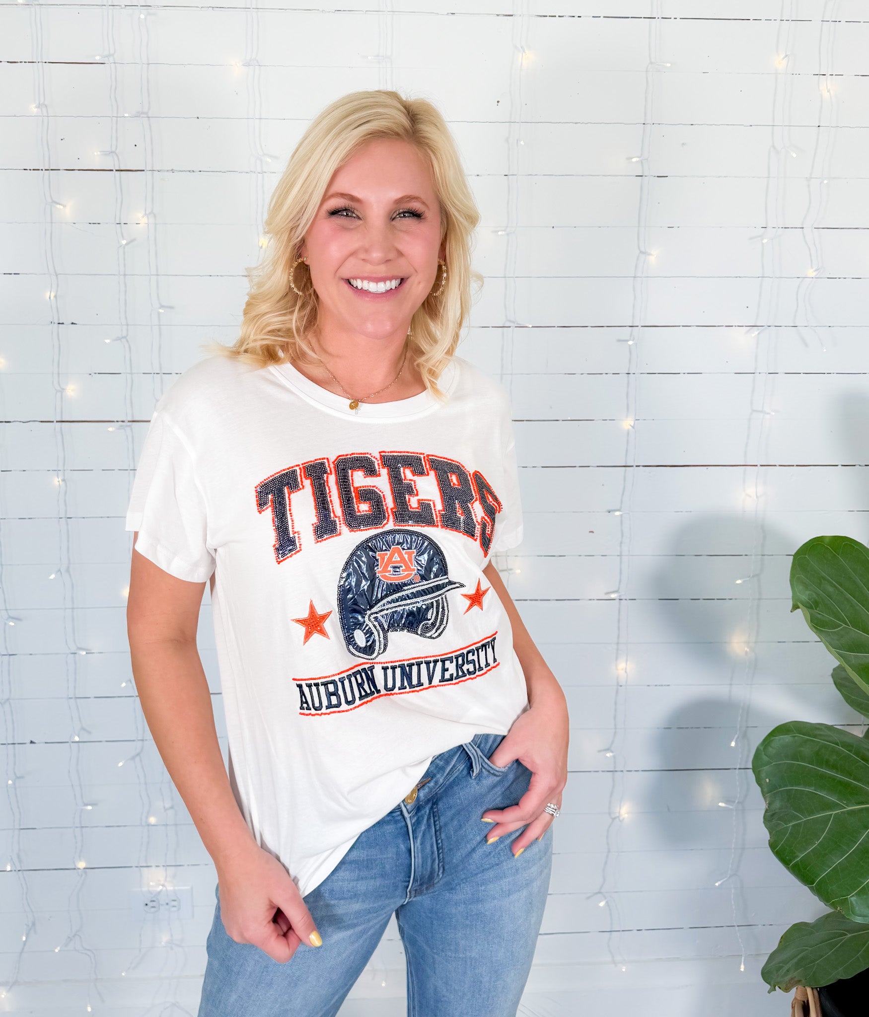 Queen of Sparkles Auburn Baseball Helmet Tee